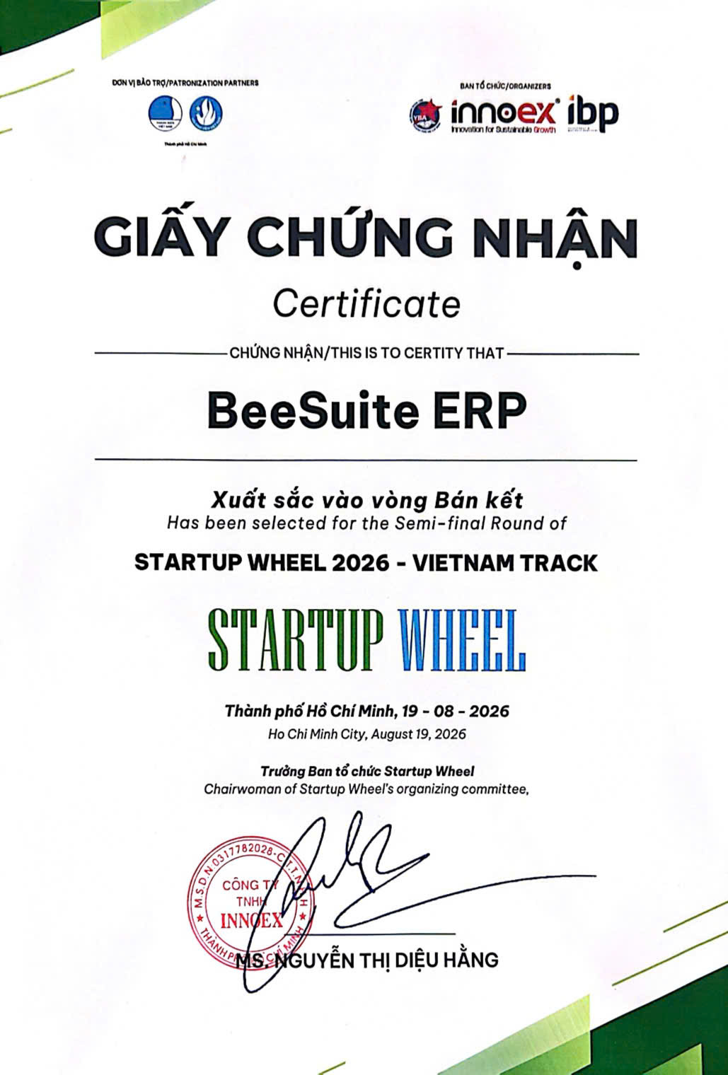 BeeSuite - Giải thưởng Startup Wheel 2026