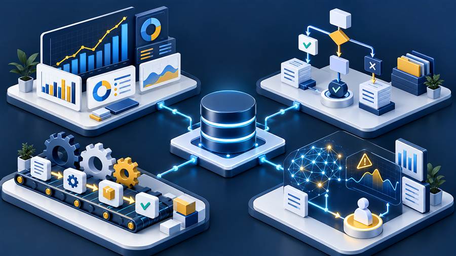 Ma trận lựa chọn AI, BI, luật điều kiện và tự động hóa trong ERP